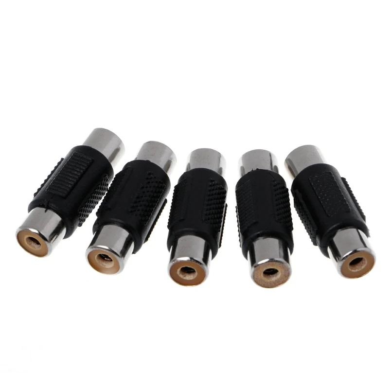 

5 Pcs RCA Female to RCA Female Audio Video Cable Jack Plug Adapter Connector