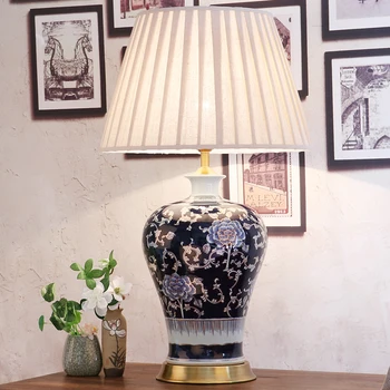 

Bedroom vintage table lamp china living room Table Lamp for wedding decoration ceramic art beaded table lamp