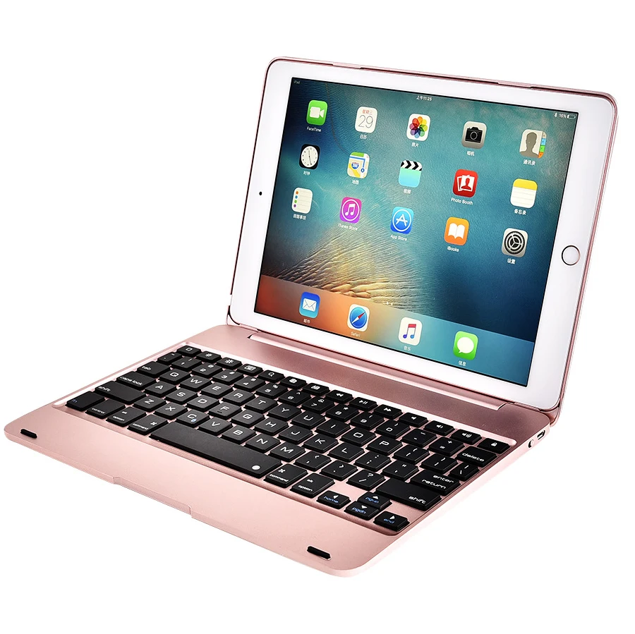 Алюминиевый сплав чехол s для Apple iPad Pro 9,7 дюйма Air 2 беспроводной Bluetooth чехол для клавиатуры с подставкой раскладушка откидная крышка+ пленка