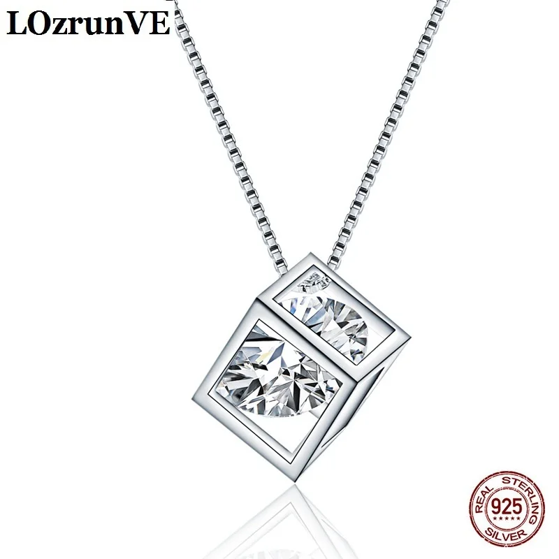 LOzrunVE 925 silver necklaces 925 Silver Love Magic Cube pendant Korean