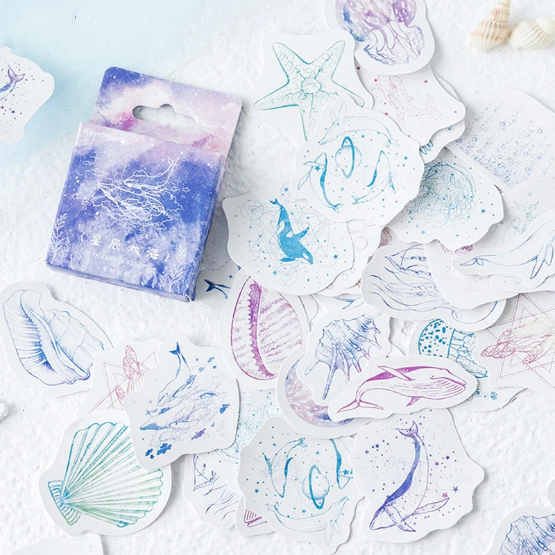 

46pcs Kawaii Marine Life Octopus Shell Starfish Stationary Stickers Scrapbooking DIY Label School Office Supplies for Boys Girls