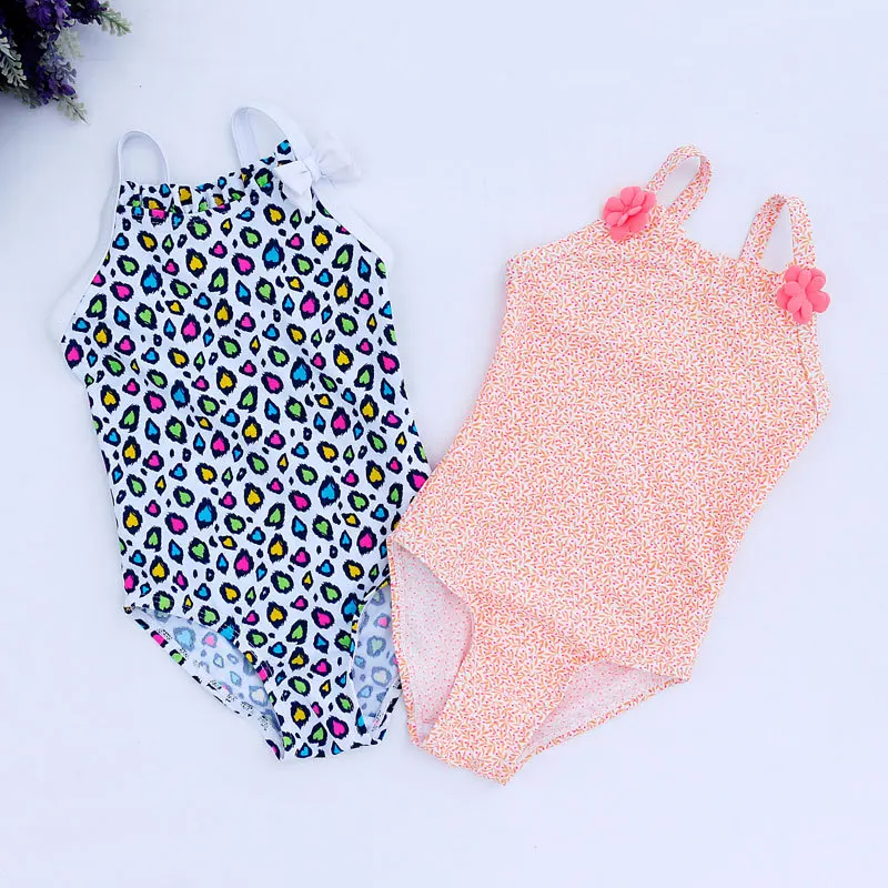 Купальный костюм для девочек 2-8 лет, цельная одежда для купания, детские купальники для девочек, детский купальный костюм с леопардовым цветочным принтом, детский пляжный купальный костюм
