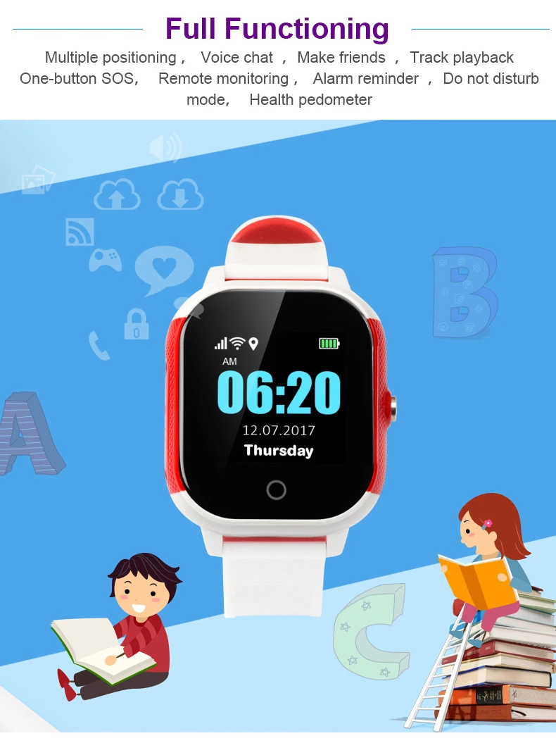 IP67 Водонепроницаемый FA23 смарт детские часы SIM карты сенсорный экран Дети gps Wi-Fi SOS трекер детский будильник анти-потеря умные часы
