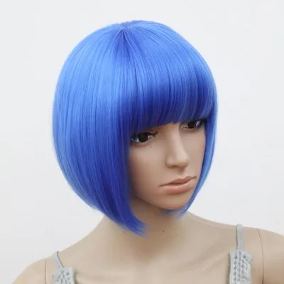blue wigs short