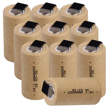 

10 pcs SC battery 1.2v 2200mah nicd SUBC batteries for power tools for electric screwdrivers for drills for emergency lights