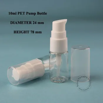 

wholesale 50pcs/lot 10ml PET Facial Cream Pump Spray Bottle Lotion Emulsion Bottle Container Packaging Plastic Bottle White Cap