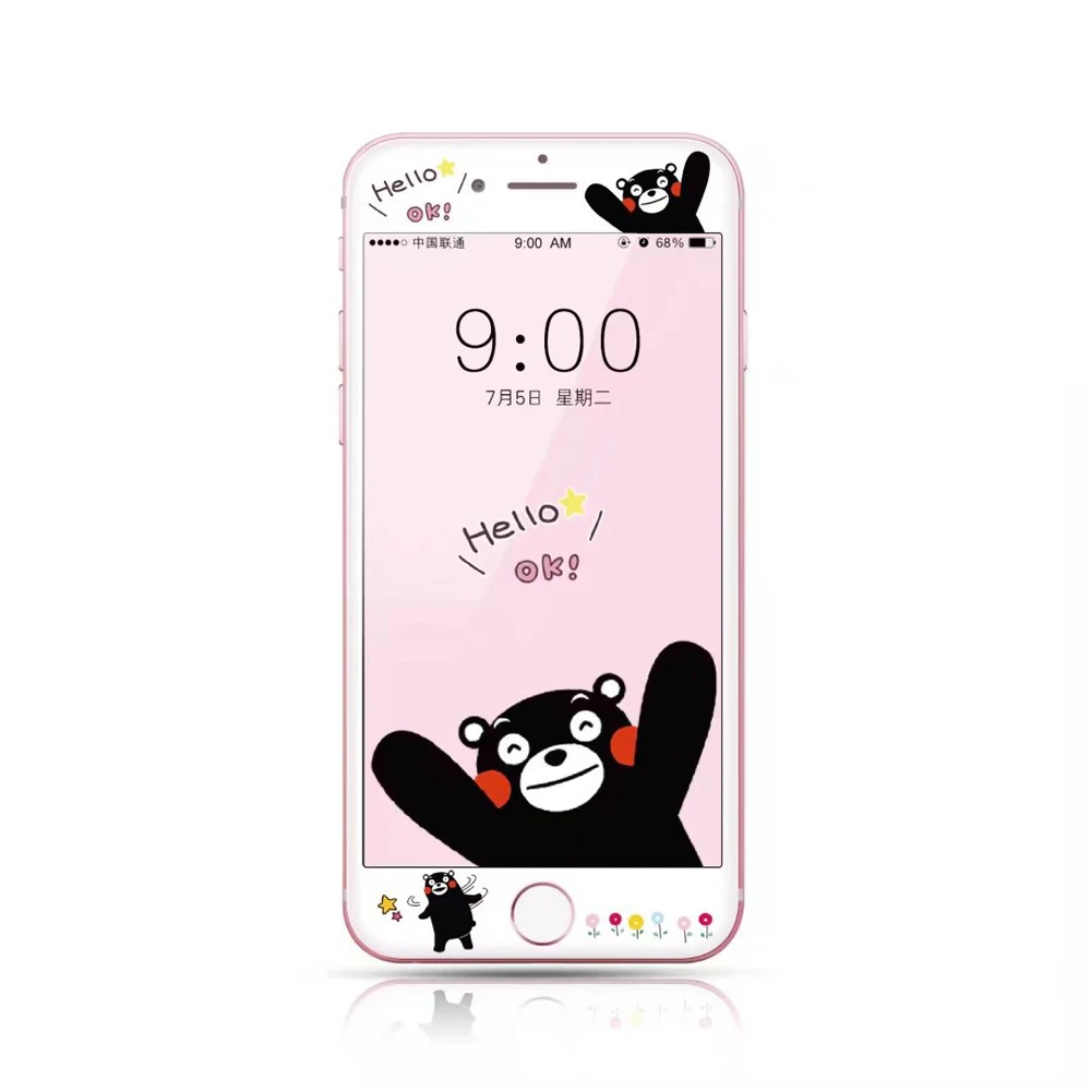 Kitty Защитная пленка для экрана из закаленного стекла для iphone 8 Plus 6 6s 7 Plus Tom Jerry Bear мультяшная 3D изогнутая кромка пленка для полного покрытия DH84