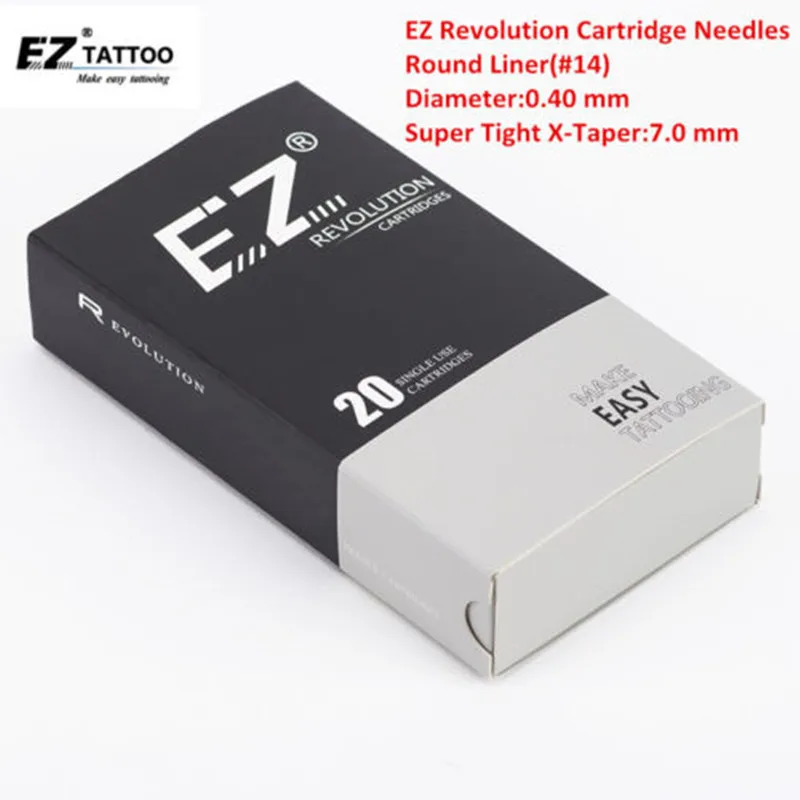 

EZ Revolution Tattoo Cartridge Round Liner Tattoo & Permanent Makeup Tattoo Needles #14 (0.40 mm) Super Tight X-Taper