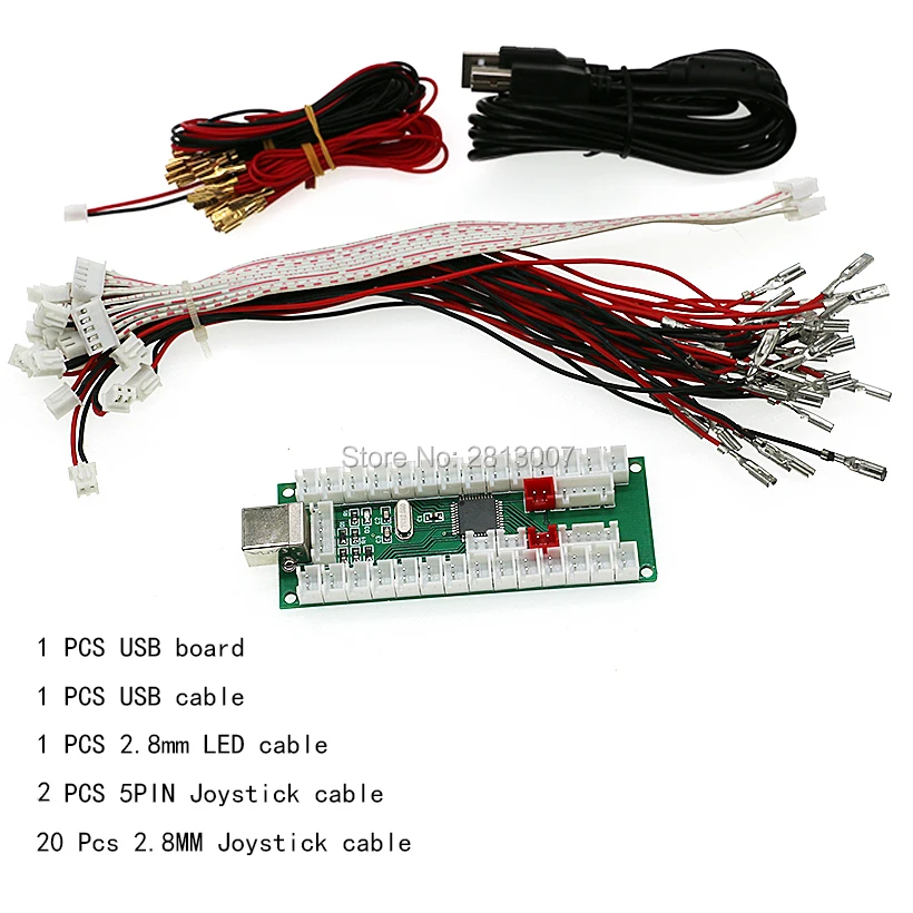 2 игрока аркадная Нулевая задержка USB энкодер ПК PS3 Raspberry Pi Android аркадный джойстик USB плата 5 в светодиодный кнопочный контроллер - Цвет: Set 1