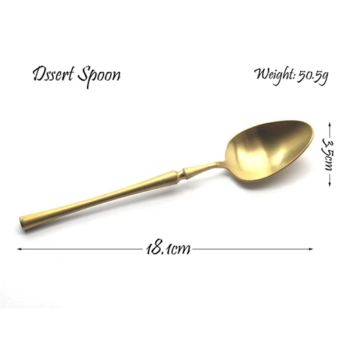 Королевский Золотой Западная обеденная посуда набор столовых приборов 304 Матовый нержавеющий с золотым ножом вилка набор кухонных принадлежностей 1 шт - Цвет: Dessert Spoon