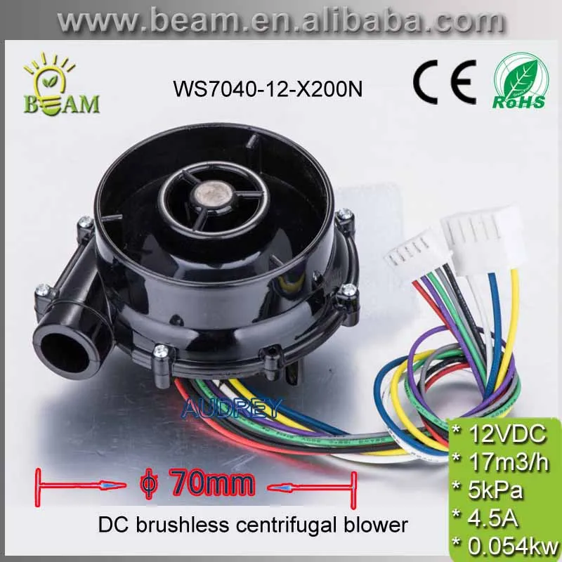 2PCS 70*40mm12V High Speed Micro Brushless DC Fan Excellent Performance 12V Small DC Blower with 17m3/h 5Kpa Pressure