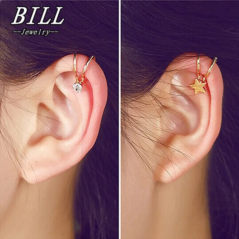 

ES674+ Unicorn Brincos News Earing imitation Pearl Heart Moon Clip Ear Cuff Earrings For Women Star Jewelry Earings Wholesale
