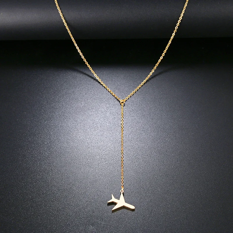 Stainless Steel Necklace For Women Plane Airplane Pendant Aircraft Chain Layered Tiny Dainty Jewelry | Украшения и аксессуары