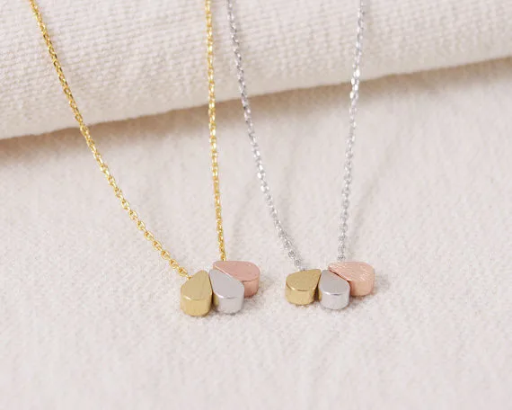 2014-Fashion-18k-Gold-Silver-3-Teardrops-Necklace-Free-Shipping