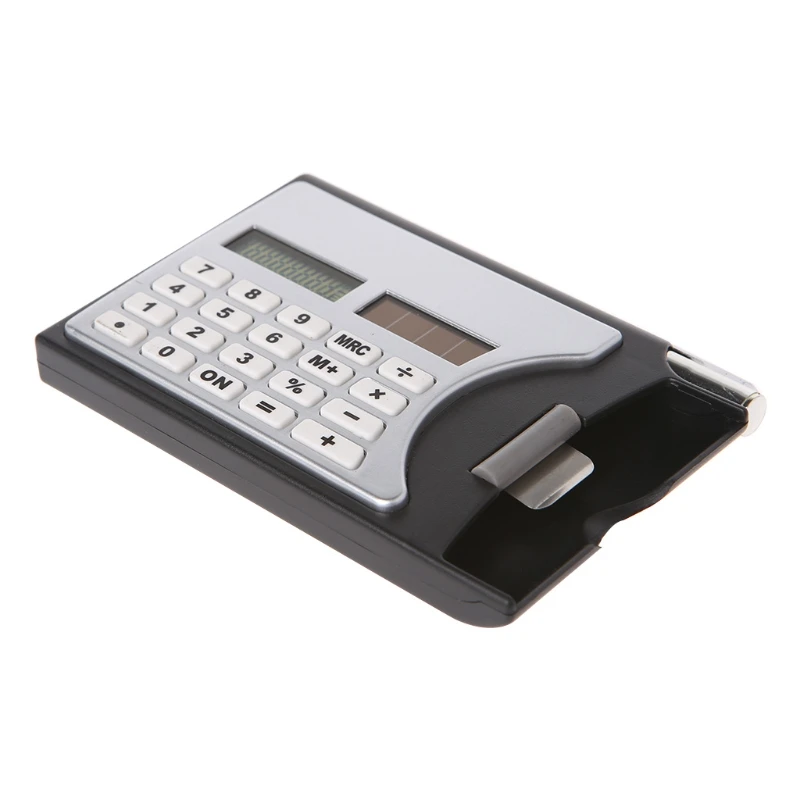 

3-In-1 Portable 8-Digit Solar Calculator Business Card Holder Ball-Point Pen