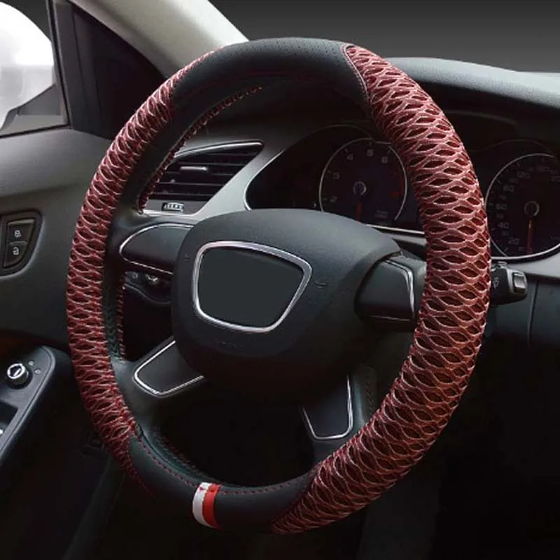 Ice Silk Breatheable Steering Wheel Cover Non slip Leather Steering