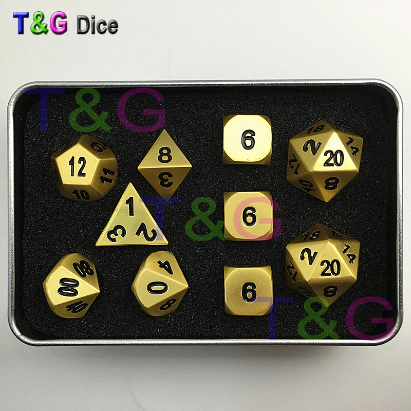

DICE Metal Full BRONZE Set d20 Shiny Heavy RPG D&D Alloy 10-Dice Pearl Gold Color