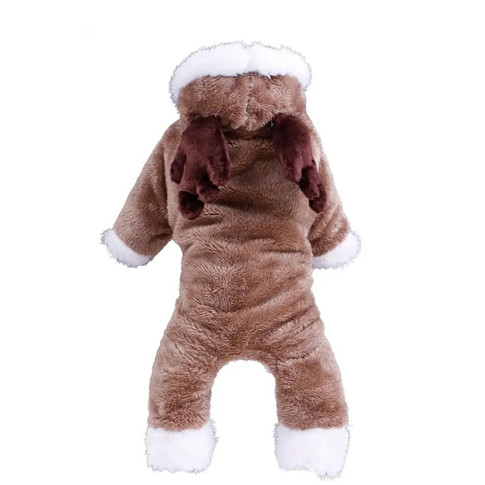 Мягкая теплая собака одежда для домашних животных толстовка коралловый флис котенок Собака Щенок пальто четырехконечные дизайн прекрасный Лось рождественские костюмы, косплей - Цвет: Шоколад