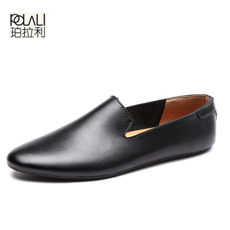 

POLALI 2019 Summer Breathable Soft Genuine Leather Flats Loafers Men Shoes Casual Luxury Fashion Slip On Driving Designer