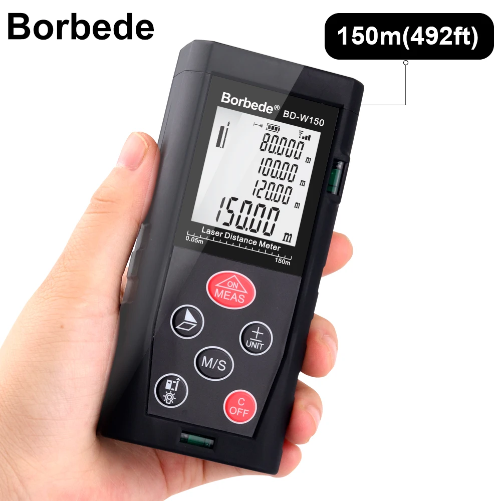 

Borbede Laser Distance Meter 150M Rangefinder Laser Measure Laser Tape Handheld