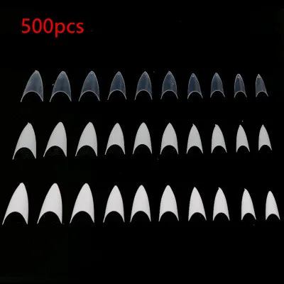 

500 Tips False Nail Clear Natural White False Point Stiletto French Acrylic UV Gel Nail Tips