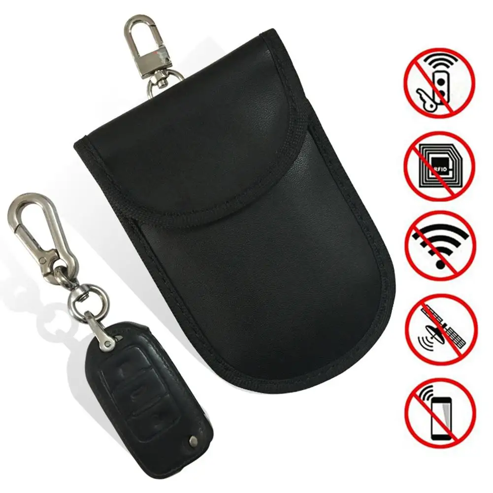 Двойной слой RFID телефон экранирование сумка кожа чехол для автомобильных ключей с крючком ключ бумажник