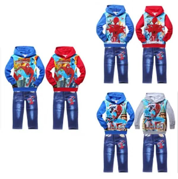 

New Fashion Spiderman Children's Winter Autumn Clothing Kids Boys Hoodies Jacket Coat Jeans Pants Suit ES-124
