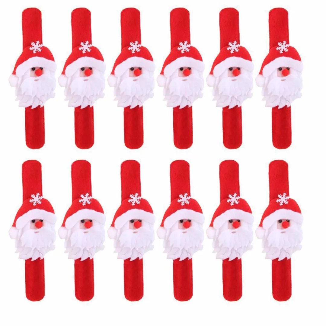 12x Christmas Santa Claus Wrist Slap Band Wristband Party Bracelet For Adult Kid 2018 DIY Newest