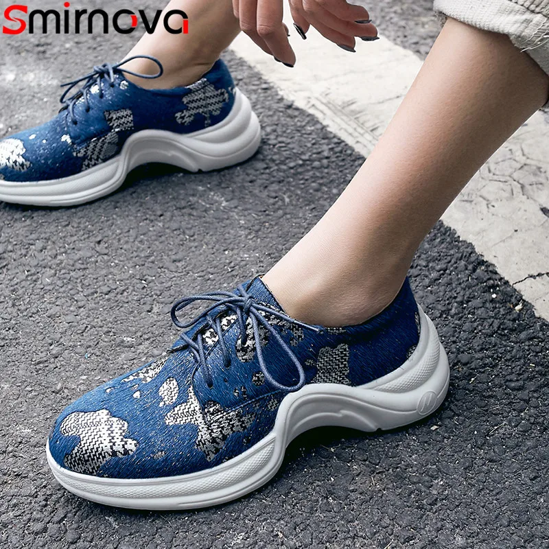 

Smirnova big size 34-40 fashion new shoes woman horsehair Casual sneakers women lace up flats women comfortable female shoes