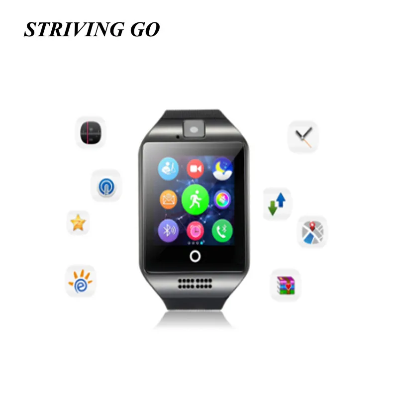 

Men Q18 Bluetooth Smart Watch With Touch Screen Big Battery Support TF Sim Card Camera for Android Phone Smart watch PK DZ09