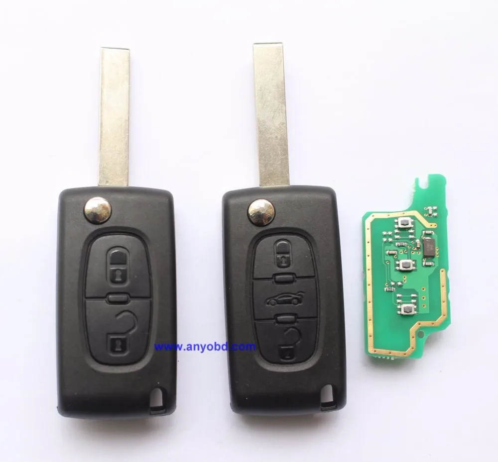 for Peugeot 308 , 408 car fob flip 2 3 button remote key control 433mhz