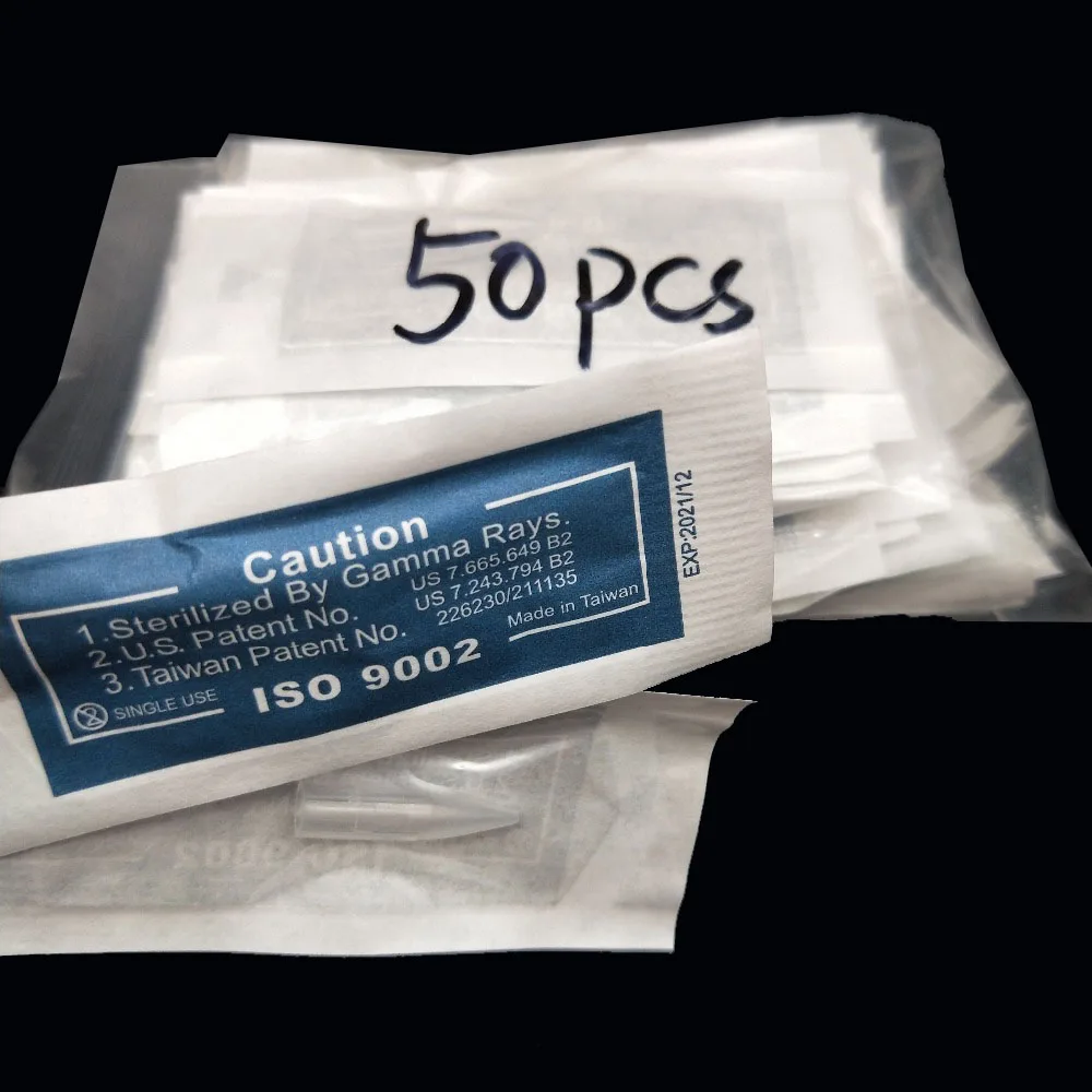 50pcs/lot Plastic Tattoo Needle Tips 1R Needle Caps For Permanent Makeup Dragon/Mosaic/Merlin Tattoo Machine