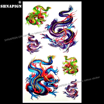 

SHNAPIGN Color Chinese Dragon Temporary Tattoo Body Art Arm Flash Tattoo Stickers 17*10cm Waterproof Fake Henna Painless Sticker