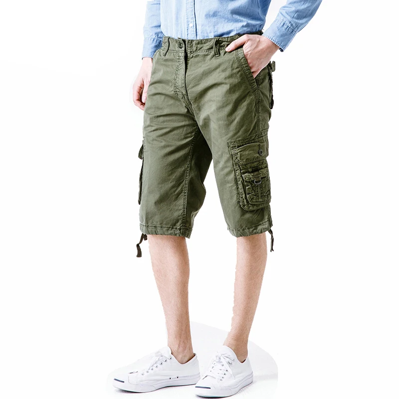 Мужские шорты-карго, хлопковые, до колена, армейские, с карманами, летние шорты, свободные, повседневные шорты для работы, 29-40, ABZ198