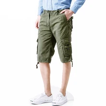 Мужские шорты-карго, хлопковые, до колена, армейские, с карманами, летние шорты, свободные, повседневные шорты для работы, 29-40, ABZ198