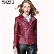 YNZZU Весенняя Осенняя кожаная куртка женская модная куртка из искусственной кожи Брендовое пальто размера плюс короткая байкерская куртка 2XL 3XL YO519