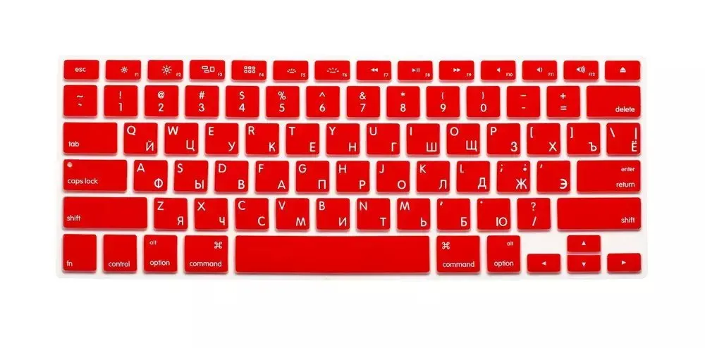 Русские буквы клавиатура протектор для Macbook Air Pro retina 1" 15" 1" ноутбук Кожа Чехлы для Mac book 13 15 US версия - Цвет: Red