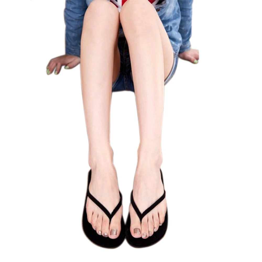 Zapatos de plataforma a la moda para mujer, chanclas de cuña media, zapatillas informales negras para exteriores, #35|Chancletas| - AliExpress