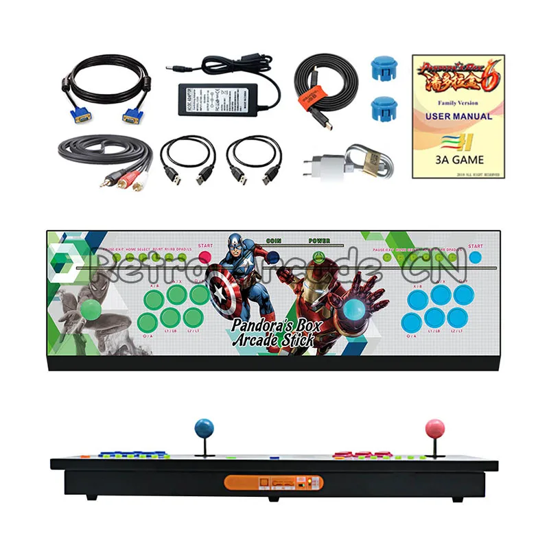 1 set 3A Game Original Pandora's Box 6 1300 in 1 arcade joystick 2 players iron LED console HDMI VGA usb to pc tv ps3 Tekken