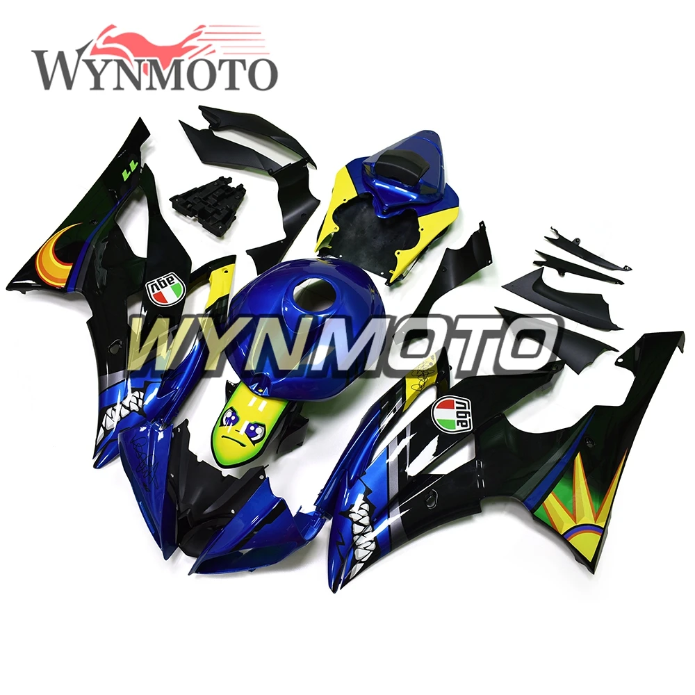 Акула инъекции пластмассы ABS Обтекатели для Yamaha YZF R6 год 2008- 09 10 11 12 13 14 15 мотоцикл тела Наборы блеск синий