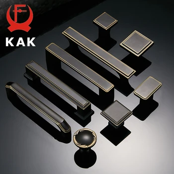 KAK Vintage Black Bronze Cabinet Handle Drawer Knobs European Chinese Style Kitchen Wardrobe Door Pull Furniture Handle Hardware