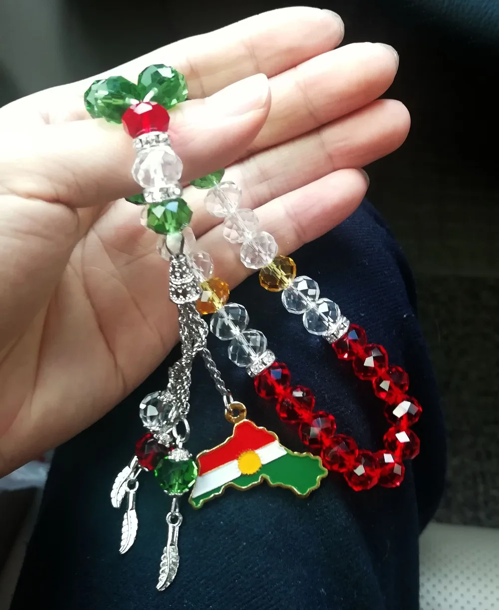 Курдский флаг ювелирные изделия ожерелье молитвенные бусины Koerdische tasbih Kurdistan карта Kurde домашний офис Висячие нашивки tesbih kurdische