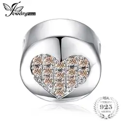 JewelryPalace Ясность Круглый серо-коричневый кубического циркония шар с сердечками бисера Шарм 925 пробы серебро модные женские туфли DIY бусины