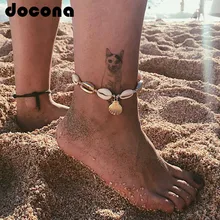 Docona, пляжный браслет с подвеской в виде золотой раковины, браслеты для женщин, браслет в стиле бохо, ювелирные изделия для ног, аксессуары, браслеты 6957