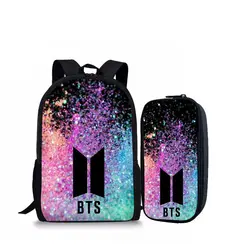 BTS печати рюкзаки детей школьные сумки для подростков девочек Bookbag школа плеча рюкзак Набор пенал новый продукт