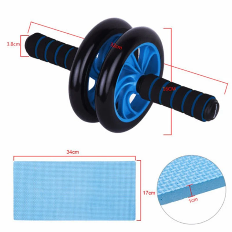Двойное колесо Ab абдоминальное колесо Спорт без шума каботажное AB роликовое Упражнение Фитнес-Тренировка силовое оборудование тренировки тренажерный зал с ковриком