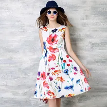Amazon Summer Wear New Pattern Printing Vest Dress Summer Sleeveless Thick And Disorderly Girls Longuette Tide