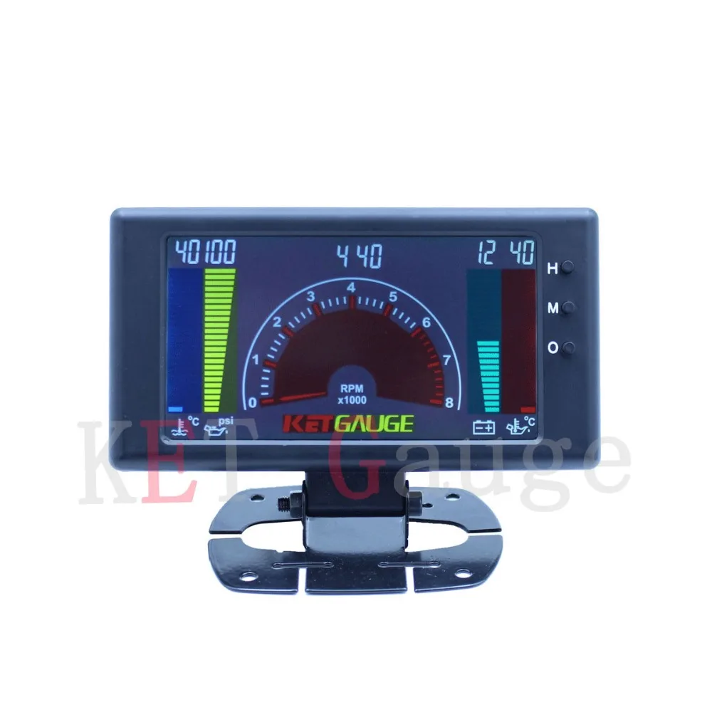 5" LCD 6 in 1 Multiple FUnction Auto Gauge Meter Tachometer, Volts
