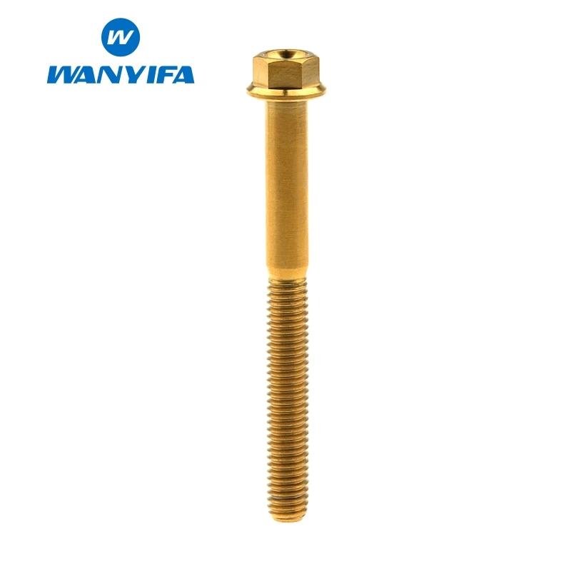 Wanyifa Винт С Титановым болтом M6x15 20 25 30 35, 40 45 50 55 60 65 мм Ювелирные наборы с маленьким фланец с шестигранной головкой для велосипедного тормоза золото Цвет - Цвет: M6x60