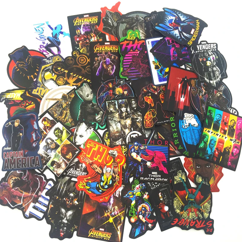 25/50/106 قطعة الأعجوبة المنتقمون ملصقات أنيمي الكرتون ملصقا ل الثلاجة الغيتار لوح التزلج الأمتعة PVC ملصقات مقاومة للماء